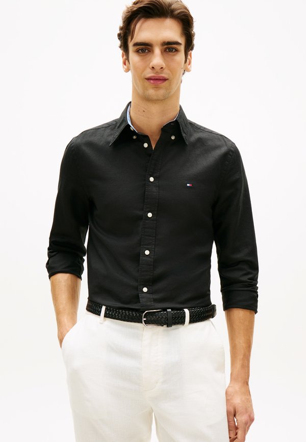 Tommy Hilfiger REGULAR FIT LINEN BLEND BUTTON-DOWN SHIRT - Shirt - black