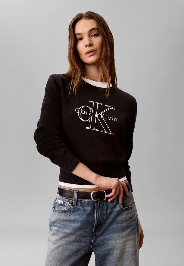 Calvin Klein Jeans LOGO OUTLINE TOP - Jumper - black