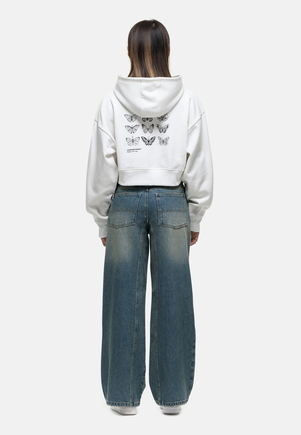 Good For Nothing METAMORPHOSIS OFF WHITE CROPPED HOODIE