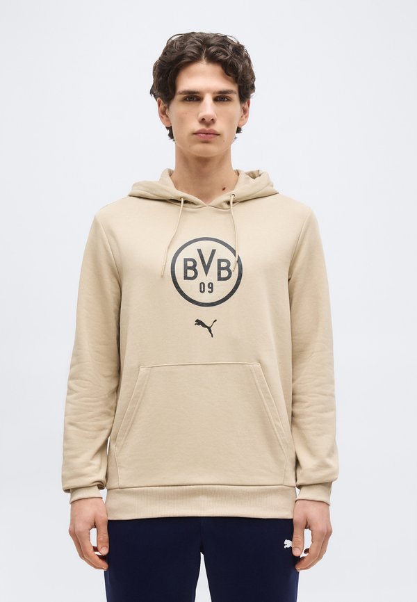 Puma BORUSSIA DORTMUND FTBLCULTURE HOODIE - Club wear - alabaster/black