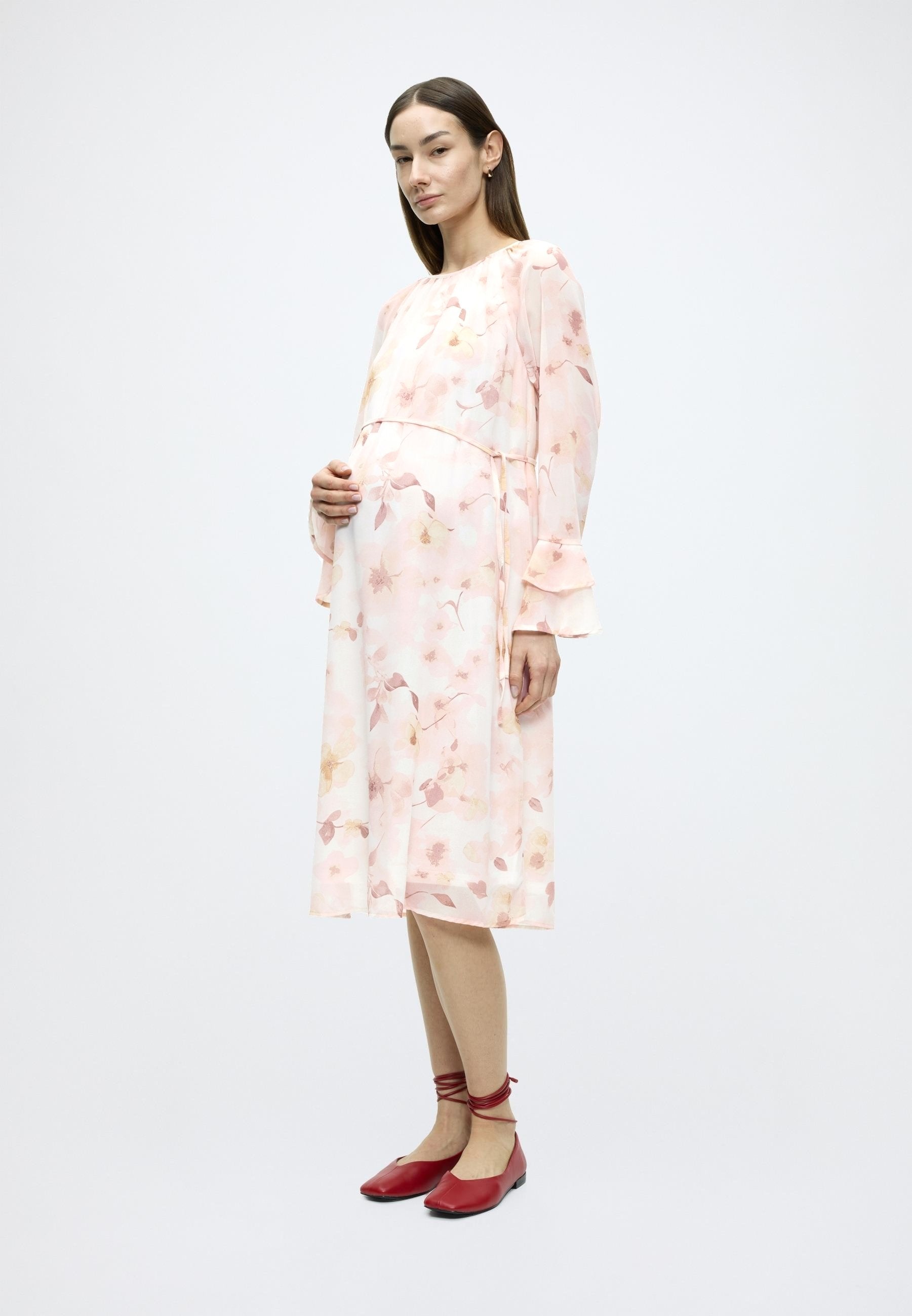 ONLY MATERNITY OLMBELI L/S O-NECK BLK DRESS WVN
