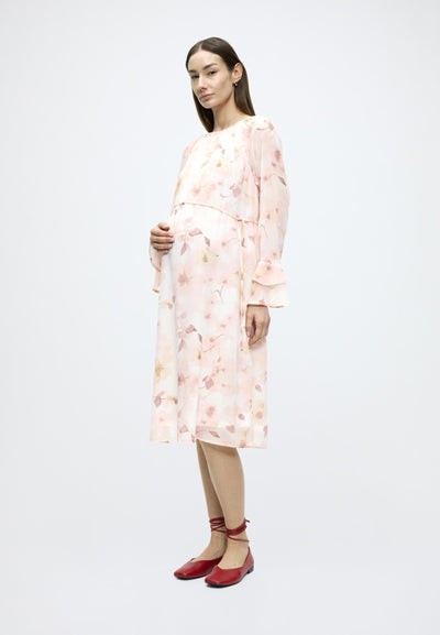 ONLY MATERNITY OLMBELI L/S O-NECK BLK DRESS WVN