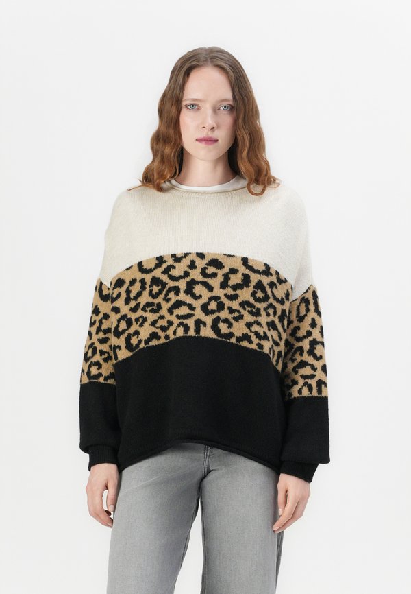 ONLY ONLJADE ANIMAL O NECK - Jumper - moonbeam/black/toasted coconut