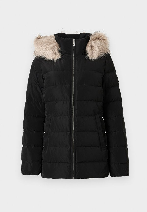 Tommy Hilfiger SLIM JACKET WITH FUR - Winter jacket - black