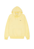 Hellgelber Pullover mit Kapuze, vordere Kängurutasche, verstellbare Kapuze mit Kordelzug, gerippte Bündchen und "Les Deux" Logo auf der linken Brust.