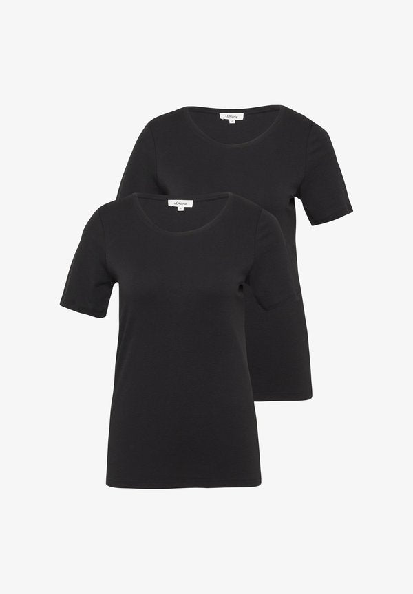 s.Oliver 2 PACK - Basic T-shirt - schwarz
