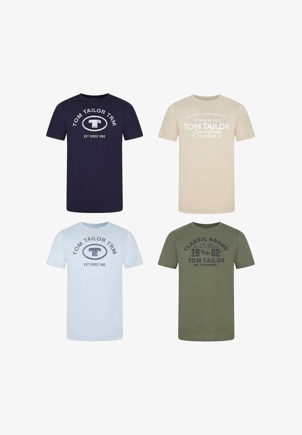 TOM TAILOR 4 PACK - Print T-shirt - gravel beige