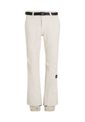 Beige Outdoor-Hosen mit einem verstellbaren schwarzen Gürtel, schmal zulaufenden Säumen und zwei Seitenfächern. Hergestellt aus leichtem, strapazierfähigem Material.