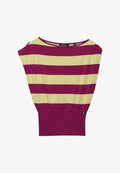 Superdry & Co SUPERDRY DEEP RIB STRIPE BARDOT TOP.. - Print T-shirt - magenta purple stripe