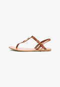 Tommy Hilfiger LEATHER TH MONOGRAM STRAP SANDALS - T-bar sandals - warm bronze