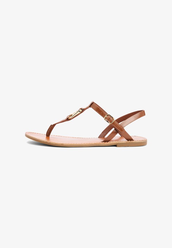 Tommy Hilfiger LEATHER TH MONOGRAM STRAP SANDALS - T-bar sandals - warm bronze