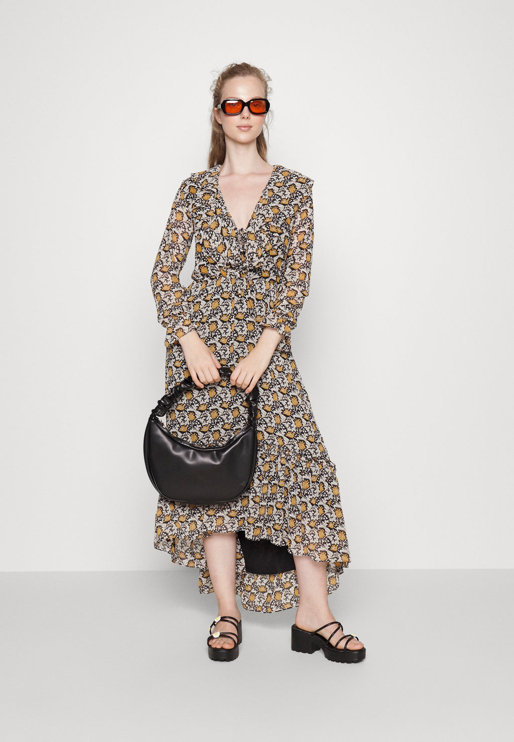 Colourful Rebel PENNY PAISLEY FLOWER RUFFLE DRESS