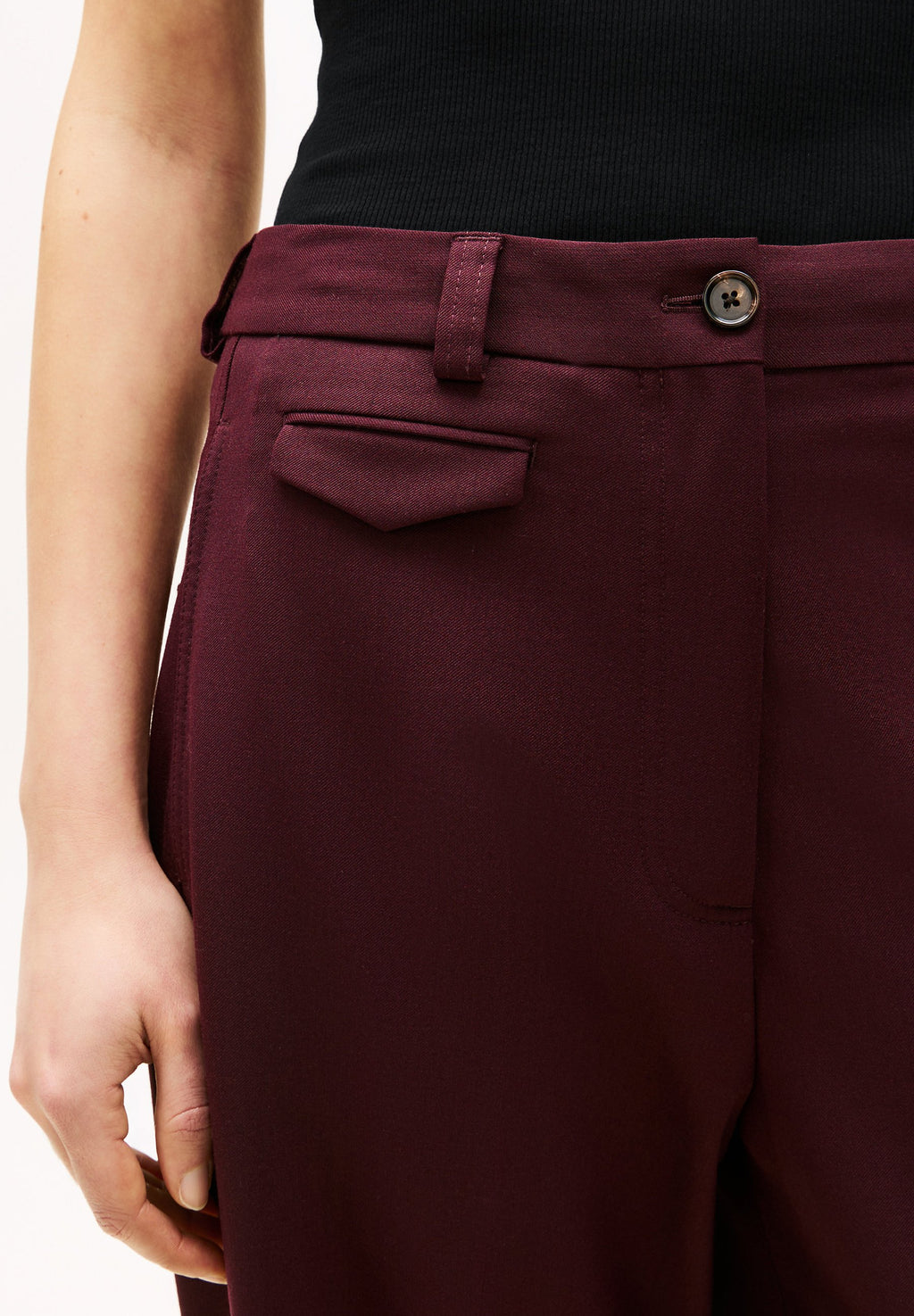 WOOL BLEND LOOSE STRAIGHT LEG TROUSERS Media 5