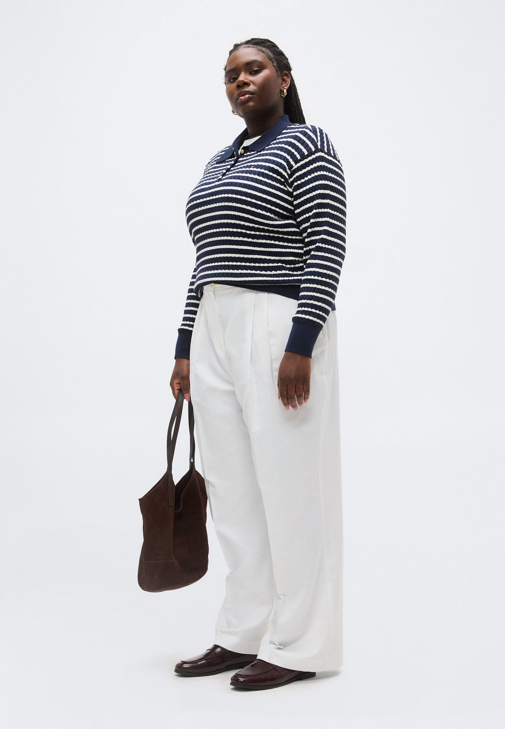 CURVE CABLE KNIT RELAXED POLO JUMPER Media 2