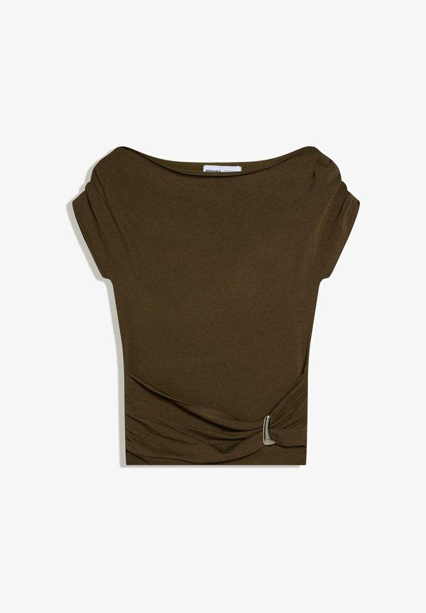Bershka TSHIRT 01226693 - Print T-shirt - khaki