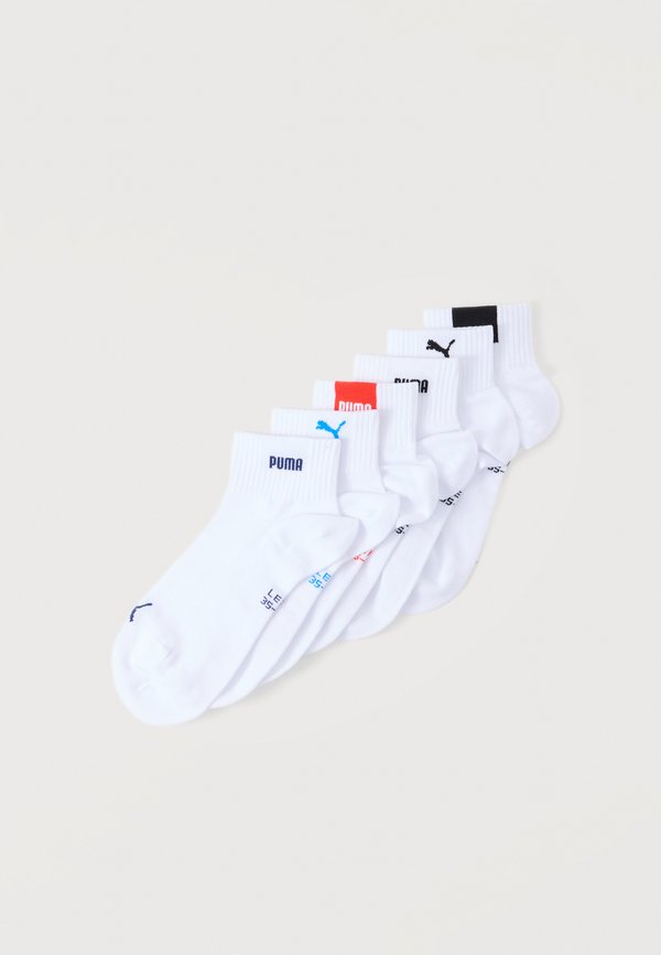 Puma LOGO QUARTER 6 PACK UNISEX - Sneaker socks - white/black/red