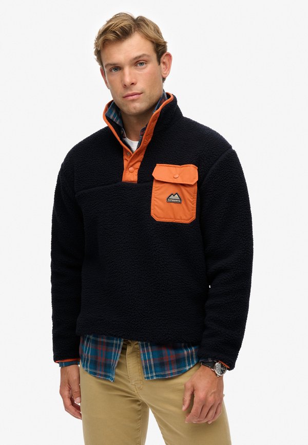 Superdry & Co FUJI HALF POPPER - Fleece jumper - eclipse navy