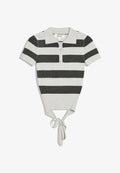 Bershka STRIPED SHORT SLEEVE KNIT - SWEATER - Polo shirt - grey