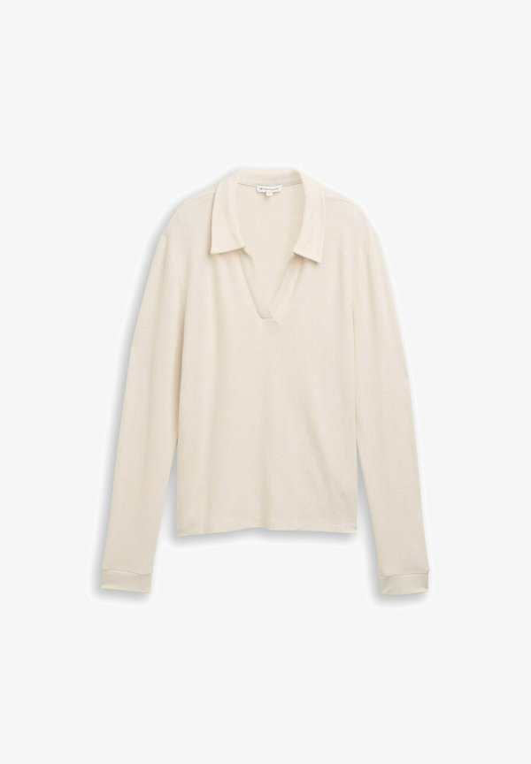 TOM TAILOR COSY MIT KRAGEN - Polo shirt - sand stone beige melange