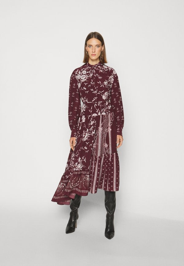 Erdem LONG SLEEVE ASYMETRICAL DRESS WITH TIERED HEM