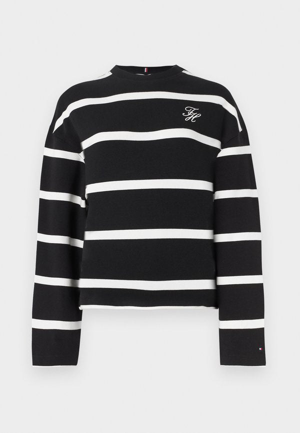 Tommy Hilfiger LOGO EMBROIDERY TERRY CREW NECK SWEATSHIRT - Sweatshirt - black/calico