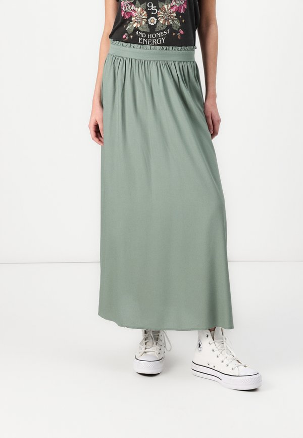 ONLY ONLVENEDIG PAPERBAG LONG SKIRT - Maxi skirt - chinois green
