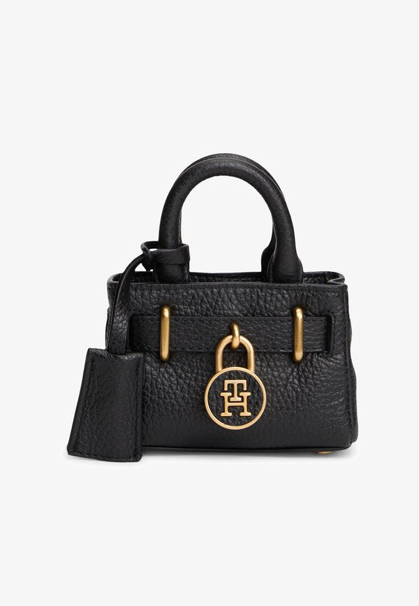 Tommy Hilfiger THE AMERICAN ICON LEATHER CHAIN BAG - Handbag - black