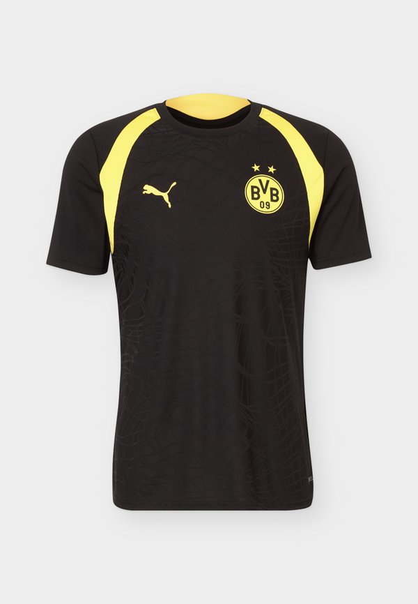 Puma BVB DORTMUND TRAINING JERSEY - Print T-shirt - black/faster yellow