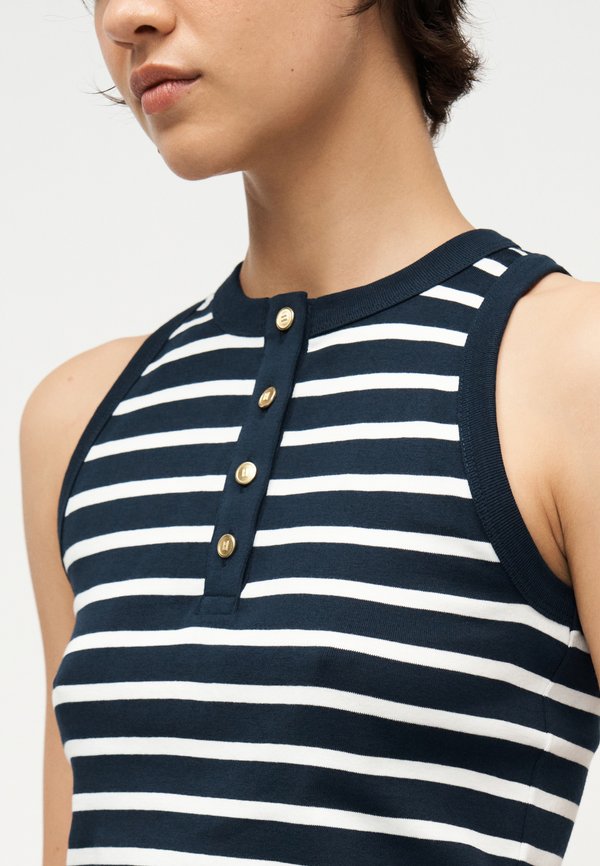 Tommy Hilfiger GOLD-TONE BUTTON SLEEVELESS HENLEY TOP