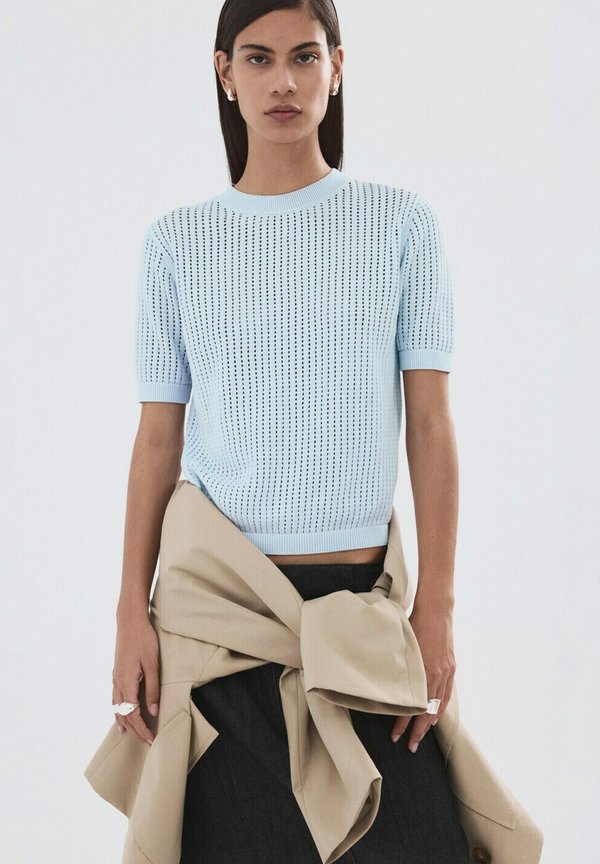 Mango Basic T-shirt - light blue