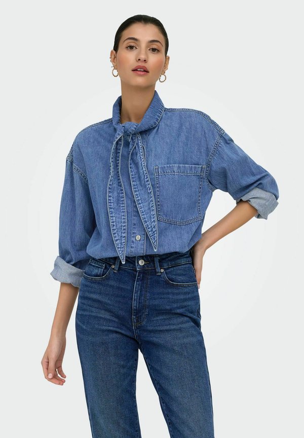 ONLY DENIM SHIRT ONLALISIA DENIM SHIRT - Button-down blouse - medium blue denim