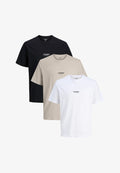 Jack & Jones 3ER PACK SOHO - Print T-shirt - weiß schwarz beige