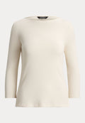 Lauren Ralph Lauren RIB-KNIT COTTON-BLEND BOATNECK TEE