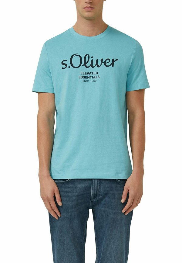 s.Oliver 4ER PACK  - Print T-shirt - hellblau/dunkelblau/dunkelgrau/schwarz