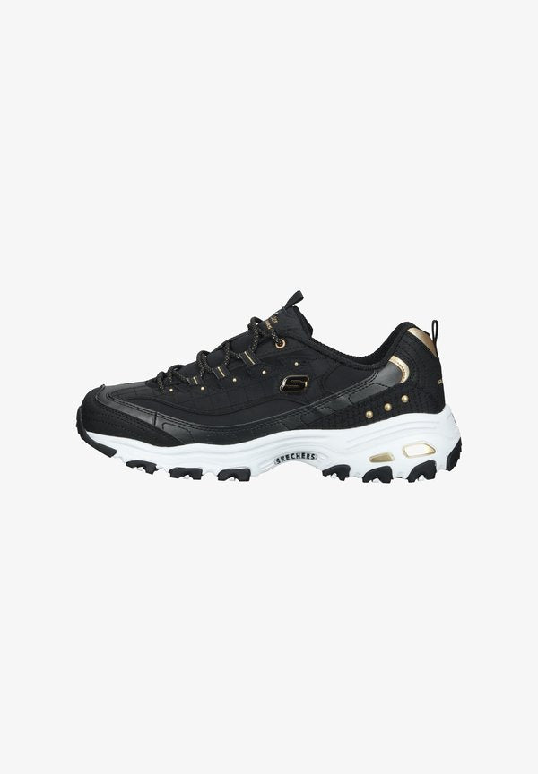 Skechers D'LITES - Trainers - black duraleather gold trim