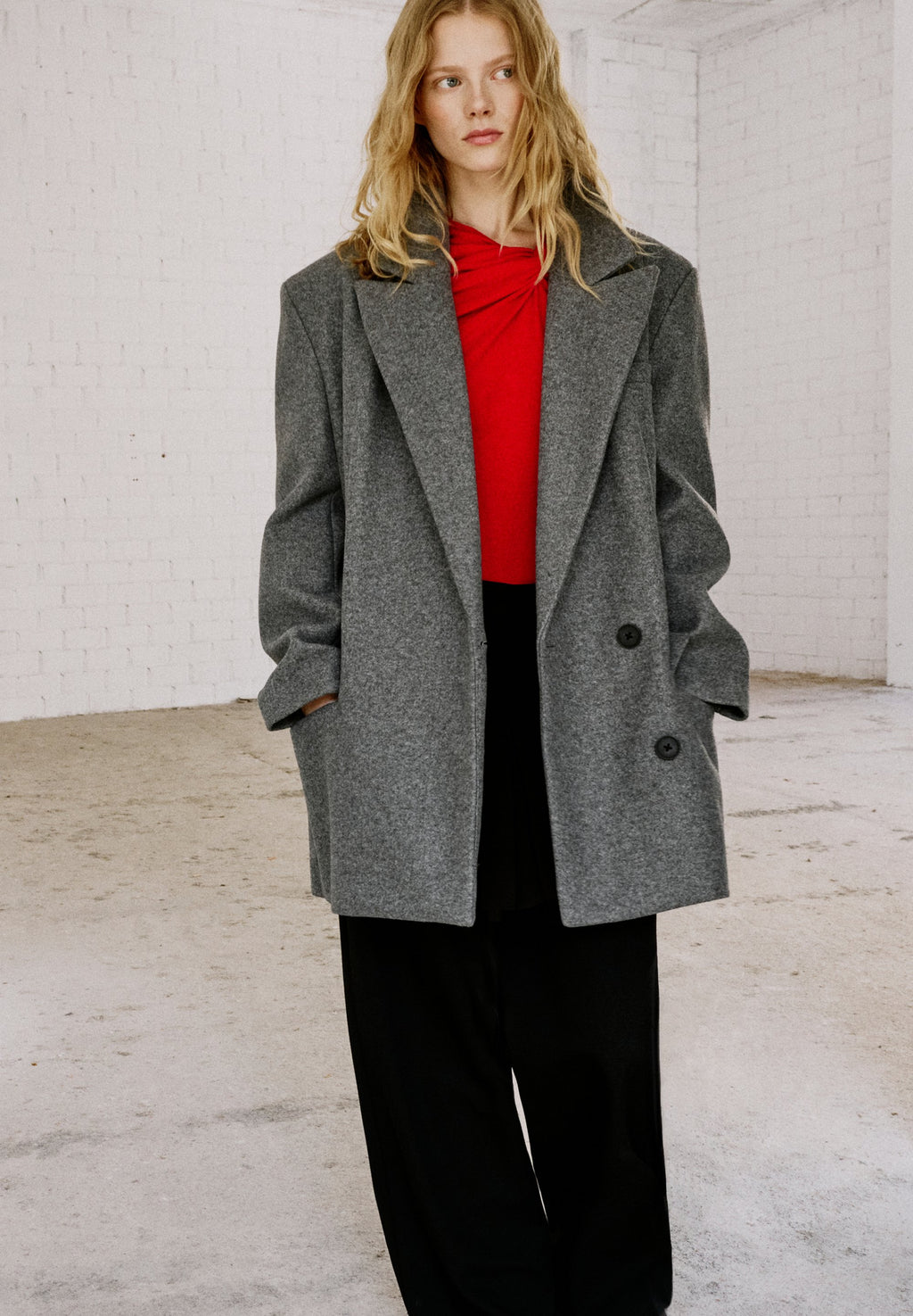 PULL&BEAR TAILORED FIT FELT TEXTURE