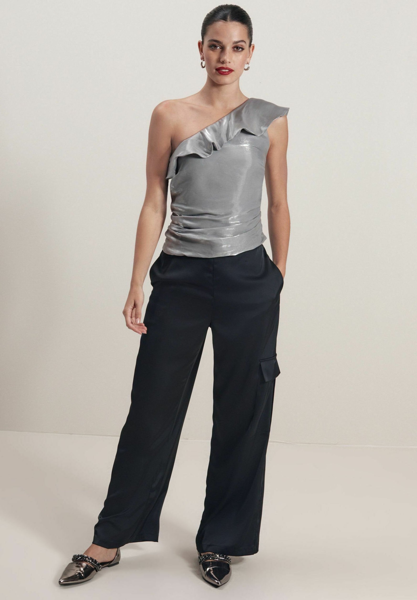 Next RUFFLE DETAIL ONE SHOULDER