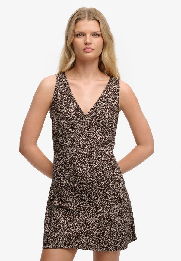Superdry & Co PRINTED SWEETHEART MINI - Day dress - mini roses chestnut brown