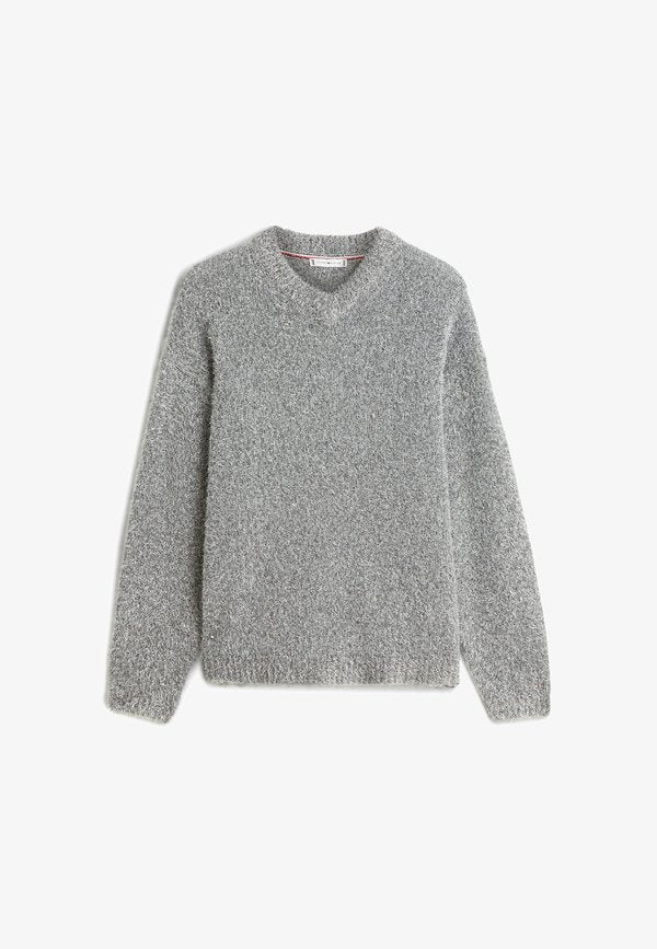 Tommy Hilfiger FESTIVE RELAXED V-NECK - Jumper - light grey htr