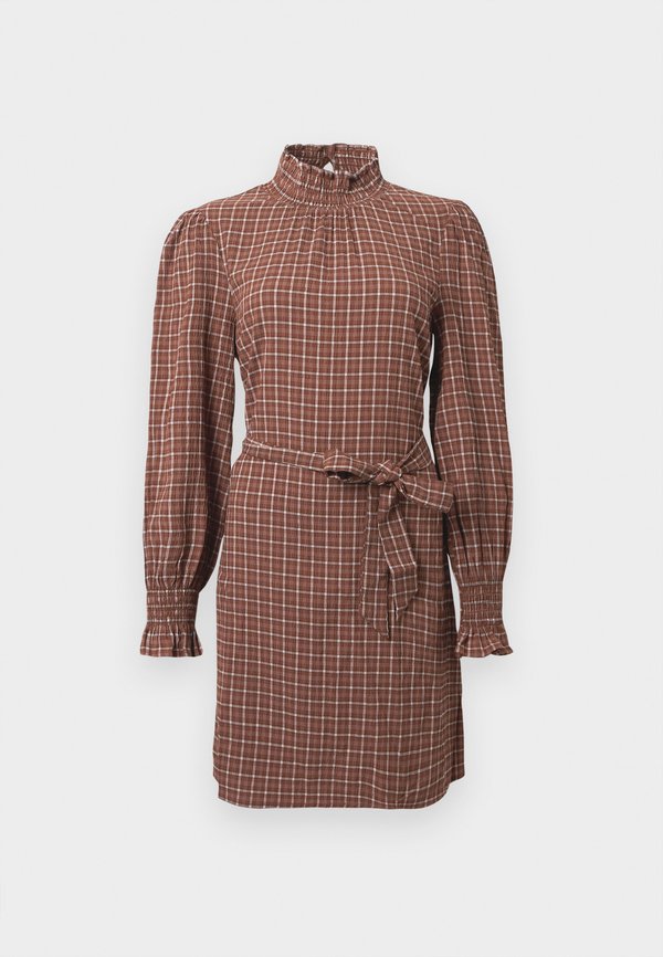 Vero Moda VMCENIA CHECK SHORT DRESS - Day dress - tortoise shell