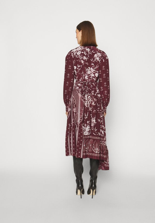 Erdem LONG SLEEVE ASYMETRICAL DRESS WITH TIERED HEM