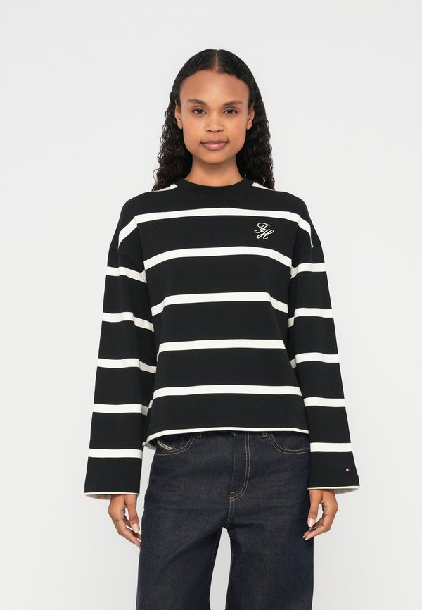 Tommy Hilfiger LOGO EMBROIDERY TERRY CREW NECK SWEATSHIRT - Sweatshirt - black/calico