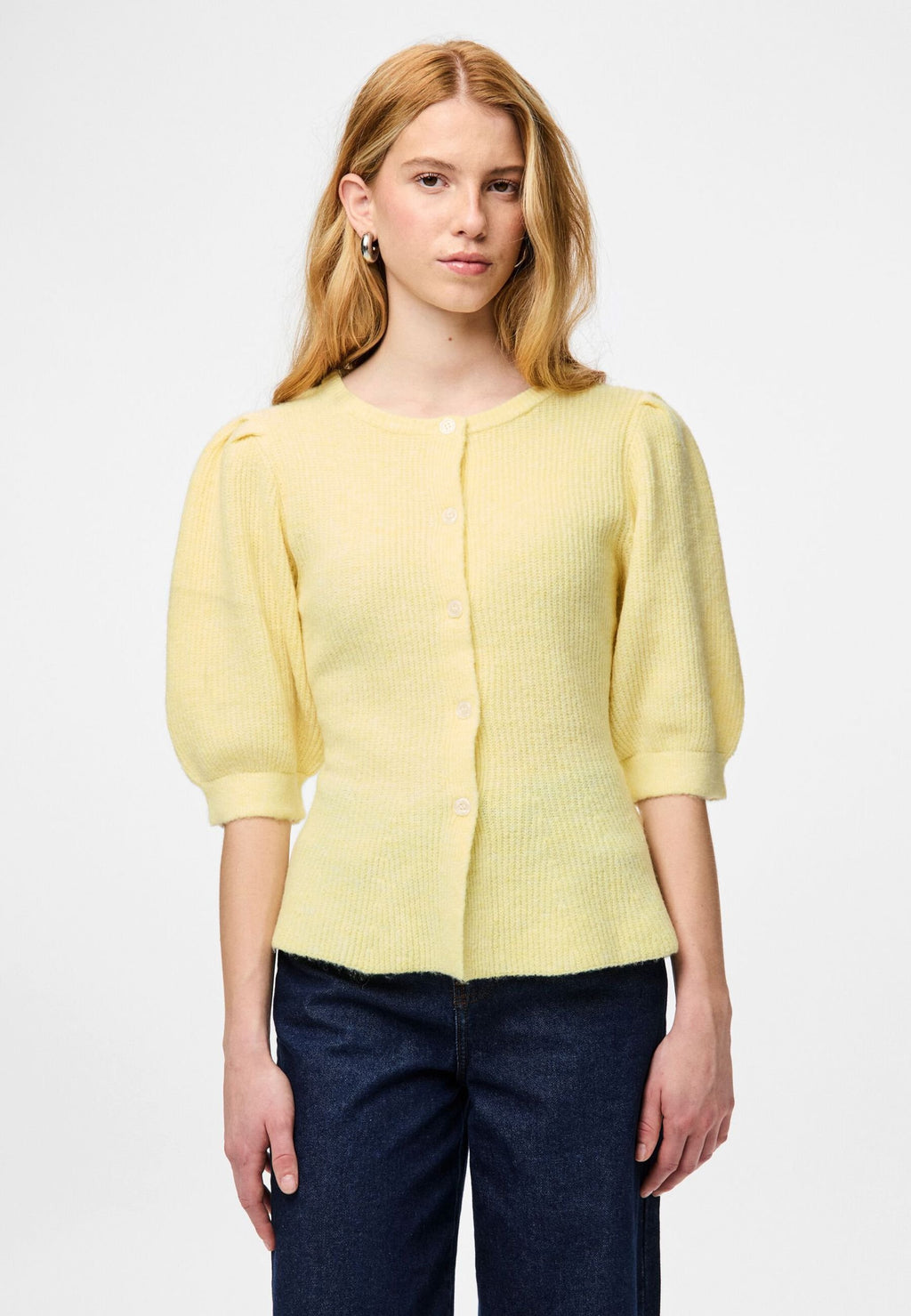Pieces PCSILLY SS PUFF KNIT CARDIGAN NOOS BC