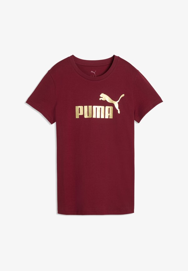 Puma ESS METALLIC NO. 1 LOGO TEE - Print T-shirt - garnet glow-metallic silver