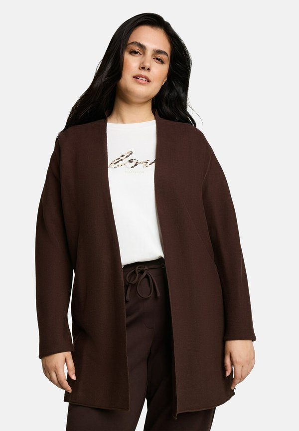 TOM TAILOR KNIT STRUCTURED OPEN CARDIGAN - Cardigan - java dark brown