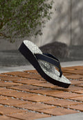 Tommy Hilfiger MONOGRAM MID WEDGE - T-bar sandals - space blue