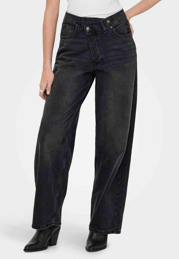 ONLY gy fit ONLGIORGIA Mid waist - Wide Leg - washed black