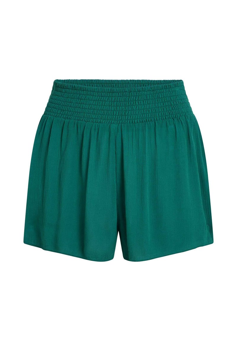Grüne, gewebte Shorts mit einem gerafften Bund. Erhältlich in einem lockeren Schnitt, mit Falten für zusätzliche Textur und Bewegung.