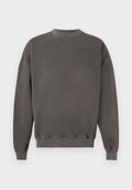 Schlichter dunkelgrauer Langarm-Sweatshirt mit geripptem Rundhalsausschnitt, Bündchen und Saum, dargestellt auf weißem Hintergrund.