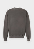 Schlichter dunkelgrauer Langarm-Sweatshirt mit geripptem Rundhalsausschnitt, Bündchen und Saum, dargestellt auf weißem Hintergrund.